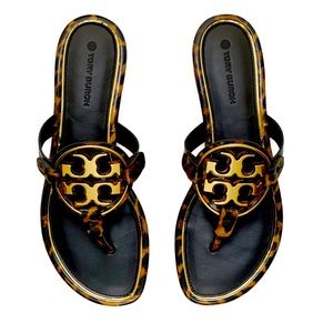 Brand New Tory Burch Metal Miller Leopard Sandals